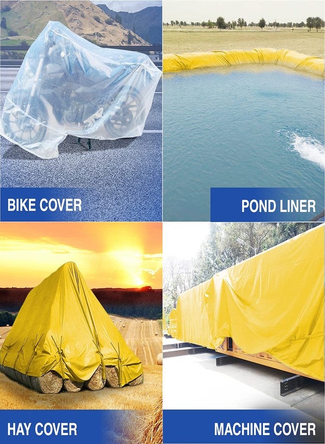 TUFFPAULIN 12FT X 12FT 150 GSM Yellow Heavy Duty Tarpaulin Tirpal Tadpatri Tharpai Thadika, Extra Strong, Eyelets, UV Resistant, 100% Waterproof Virgin, 6 Layer MLCL 3D Rib Technology-1 No. - Image 3